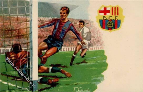Fußball Barcelona Sign. Carrion, F. Künstlerkarte I-II - Voetbal