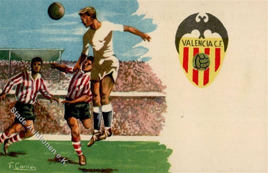 Fußball Valencia Sign. Carrion, F.  Künstlerkarte I-II - Voetbal