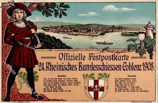 Schützenfest Koblenz (5400) 24. Rheinisches Bundesschießen 1908 I-II - Andere & Zonder Classificatie