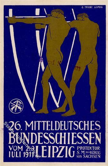 Schützenfest Leipzig (O7000) 26. Mitteldeutsches Bundesschiessen Künstlerkarte 1911 I-II - Andere & Zonder Classificatie