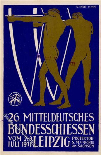 Schützenfest Leipzig (O7000) 26. Mitteldeutsches Bundesschiessen Künstlerkarte 1911 I-II - Autres & Non Classés