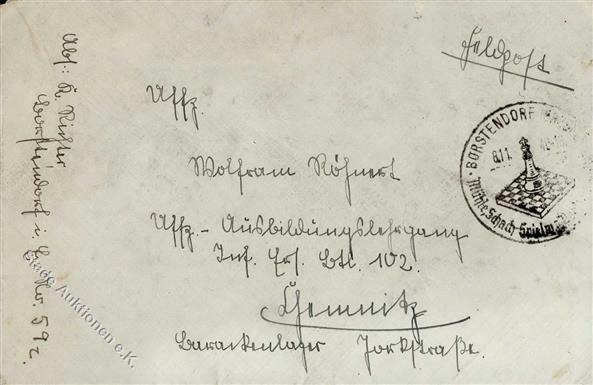 SCHACH - BORSTEDORF - SCHACH-S-o 1940 Auf Feldpostbrief I-II - Schaken