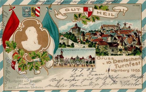 NÜRNBERG - Prägekarte Gruss Vom 10. DEUTSCHEN TURNFEST 1903 Mit S-o I-II Montagnes - Gymnastiek