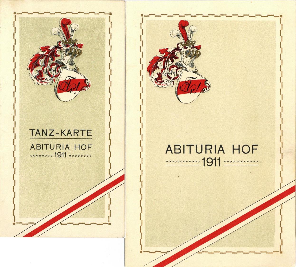 Studentika Abituria Hof 1911 Einladungskarte Und Tanzkarte I-II - Andere & Zonder Classificatie