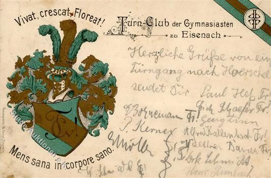 Studentika Eisenach (o-5900) Turn Club Der Gynasiasten 1908 II (fleckig) - Andere & Zonder Classificatie