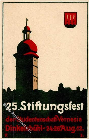 Studentika DINKELSBÜHL - Stiftungsfest 1912 (Künstler-Steinzeichnung) I - Andere & Zonder Classificatie