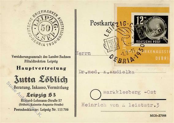 DDR - 271 Aus BLOCK 7 Als EF 1.9.50 Auf Fernpostkarte , Mi. 110.- I-II - Collections (sans Albums)