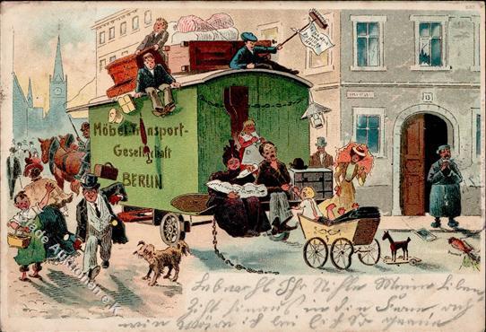 Berlin (1000) Möbel-Transport-Gesellschaft Kinderwagen Pferdegespann 1905 I-II - Verzamelingen (zonder Album)