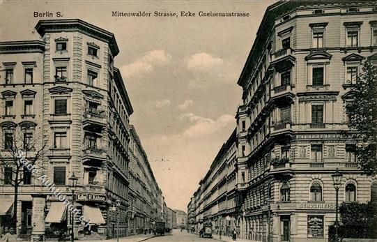 Kreuzberg (1000) Mittenwalder Strasse Gneisenaustrasse Mehlhandlung Kühne Litfaßsäule 1910 I- - Verzamelingen (zonder Album)
