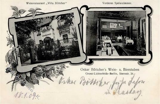 Lichterfelde (1000) Weinrestaurant Villa Oskar Böttcher Sternstraße 24 1909 I-II - Verzamelingen (zonder Album)