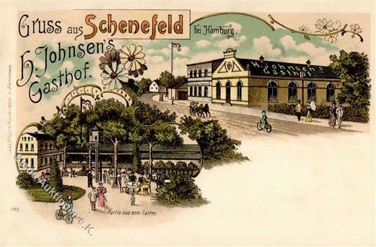 Schenefeld (2000) Gasthaus H. Johnsen Lithographie 1899 I-II - Verzamelingen (zonder Album)