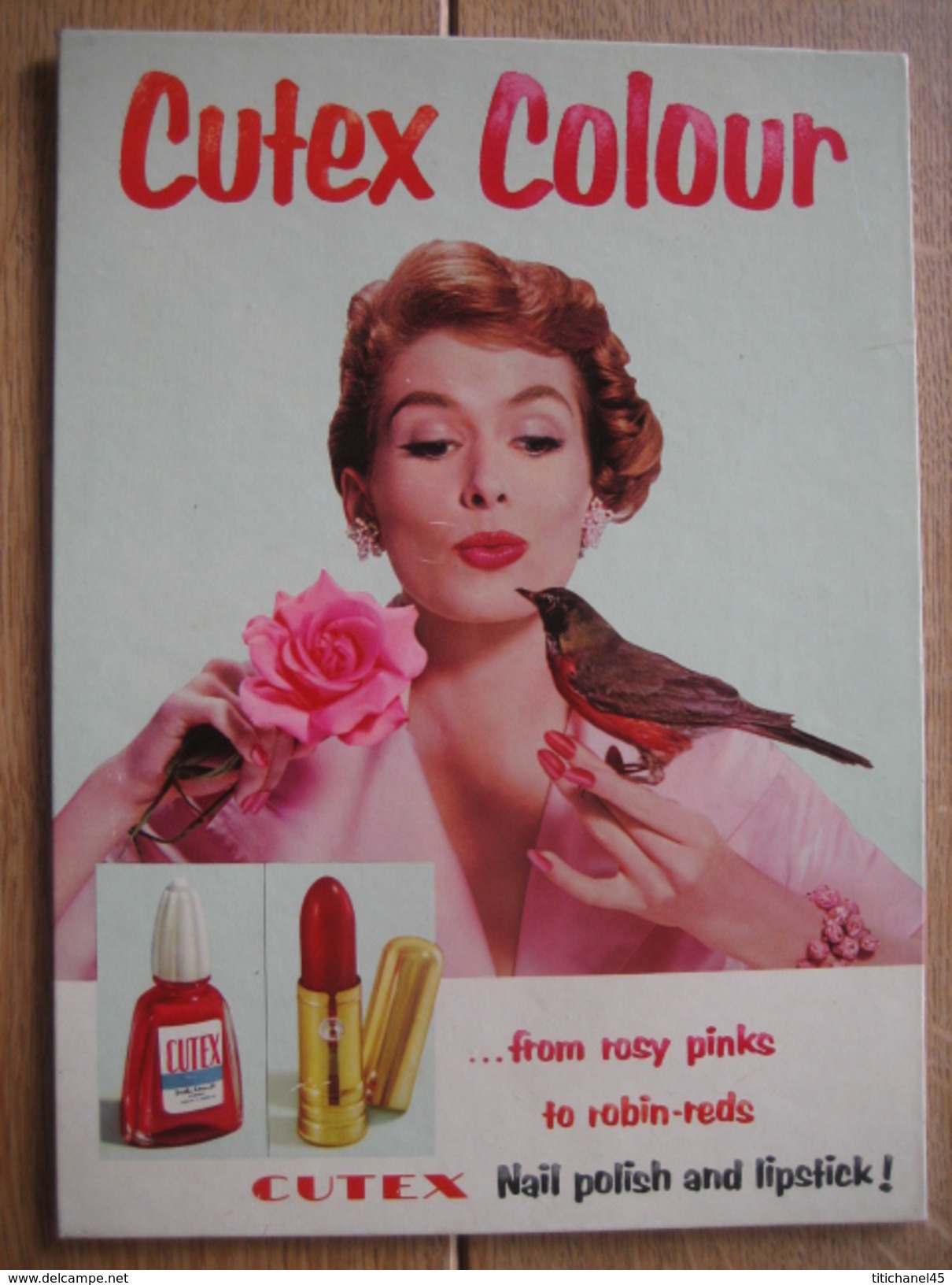 Carton Publicitaire Original (1956) - CUTEX COLOUR Nail Polish And Lipstick - Vernis à Ongles Et Rouge à Lèvres - Plaques En Carton