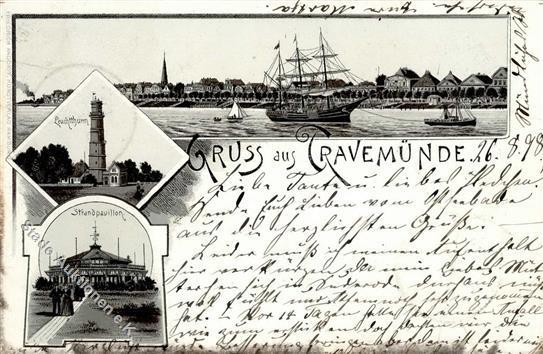 Travemünde (2401) Leuchtturm Lithographie 1898 I-II - Sammlungen (ohne Album)