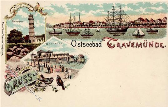 Travemünde (2401) Leuchtturm Lithographie I- - Sammlungen (ohne Album)