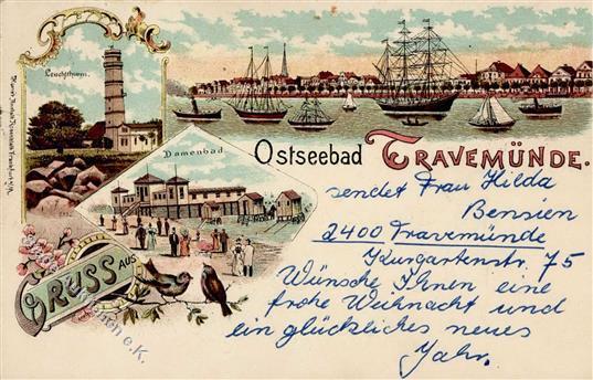 Travemünde (2401) Leuchtturm Lithographie I-II (Marke Entfernt) - Sammlungen (ohne Album)