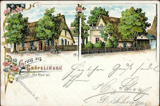 Gröpelingen (2800) Gasthaus Von Ferdinand Meyer  Lithographie 1899 II (Ecken Abgestoßen) - Verzamelingen (zonder Album)