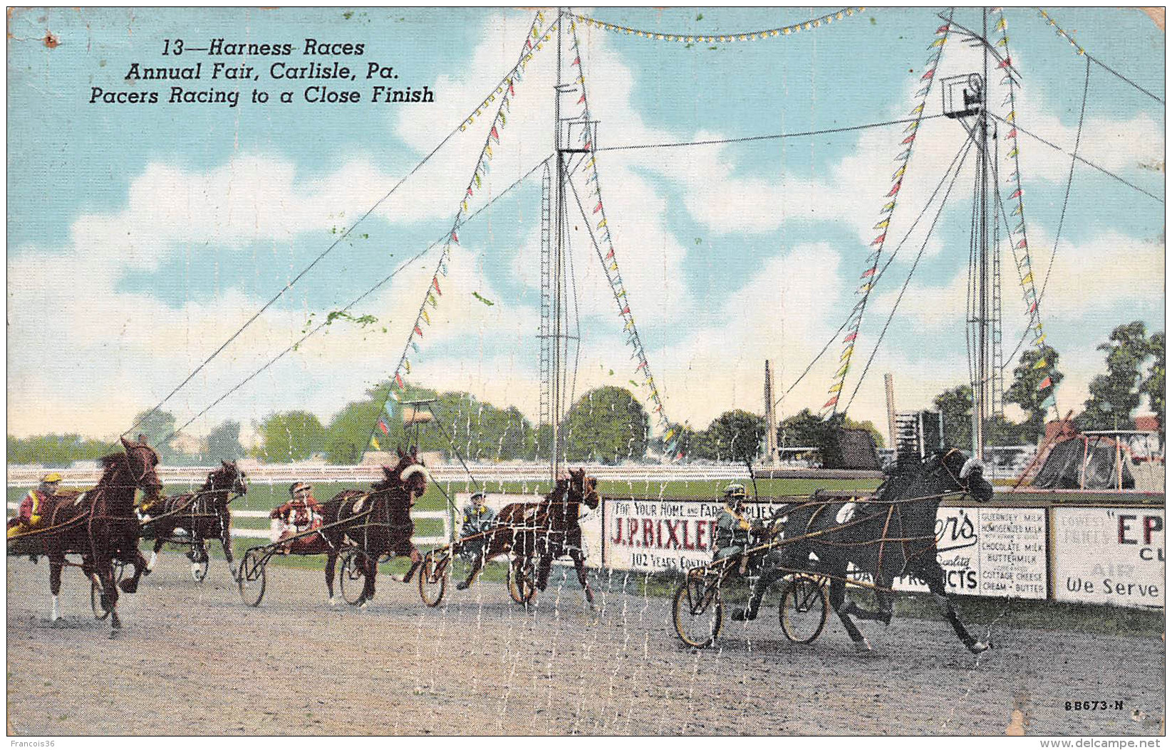 CARLISLE PA USA - Harness Races - Pacers Racing To A Close Finish - Course - Autres & Non Classés