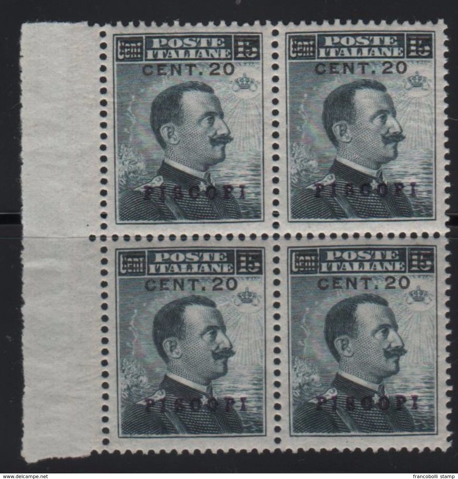 1916 EgeoPiscopi 20 C. Su 15 C. MNH Quartina - Ägäis (Piscopi)