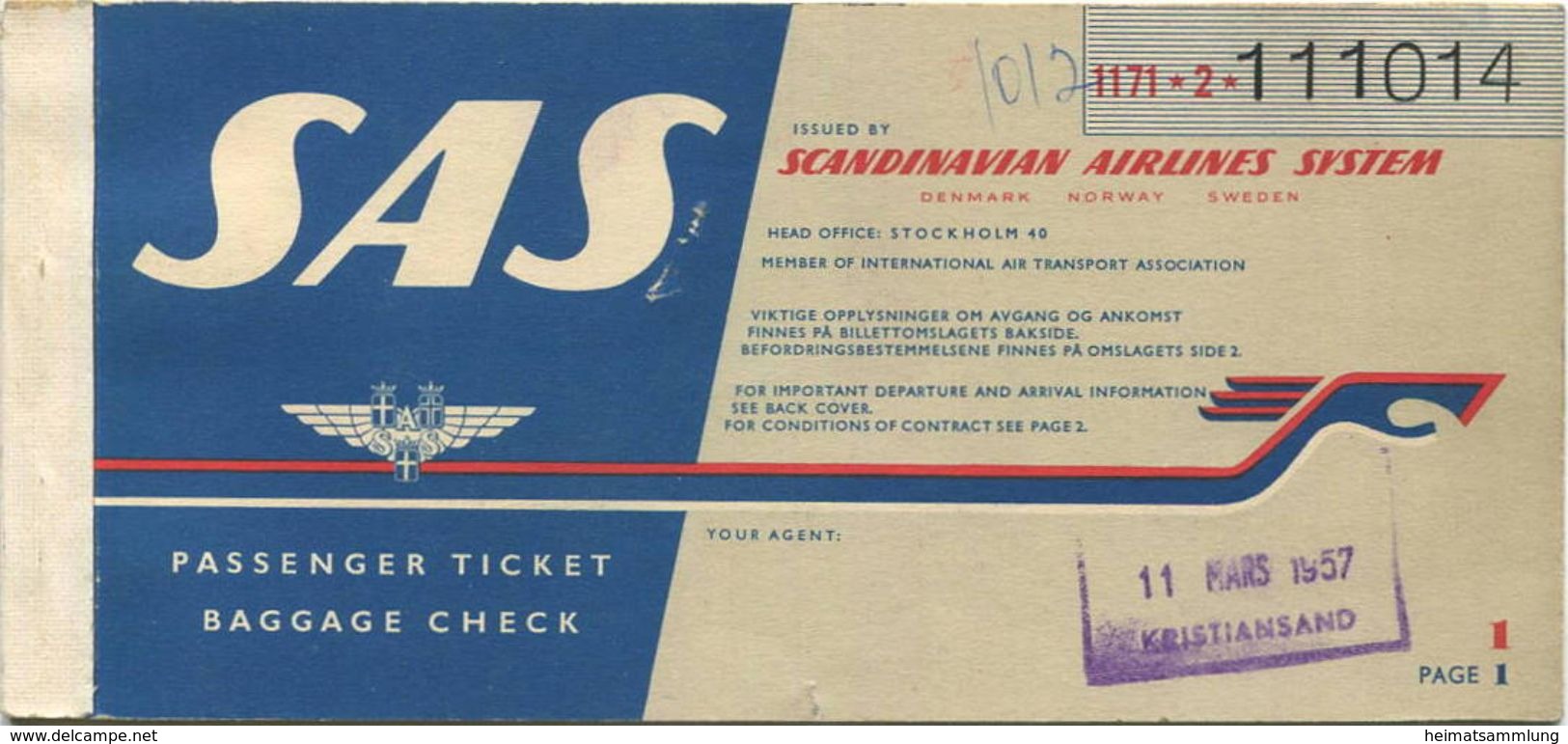 SAS Scandinavian Airlines System 1957 - Kristiansand Aalborg - Europe