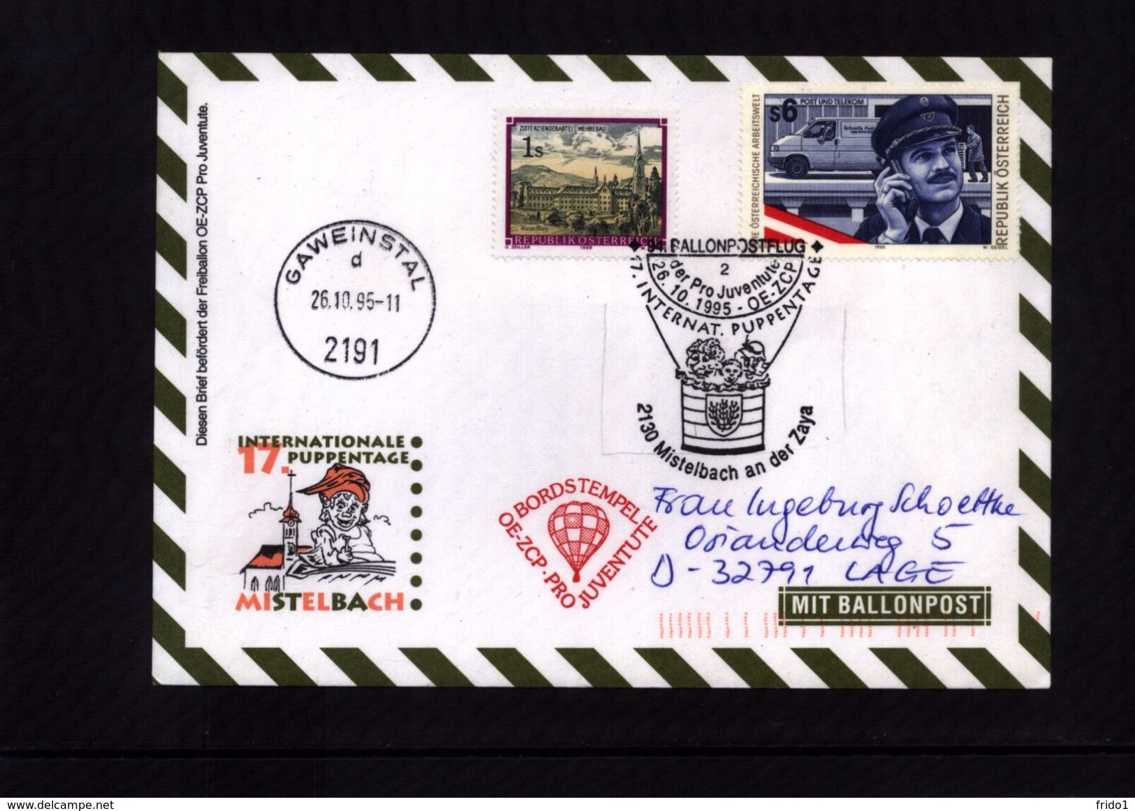 Austria / Oesterreich 1995 Pro Juventute Balloon Post Interesting Cover - Par Ballon