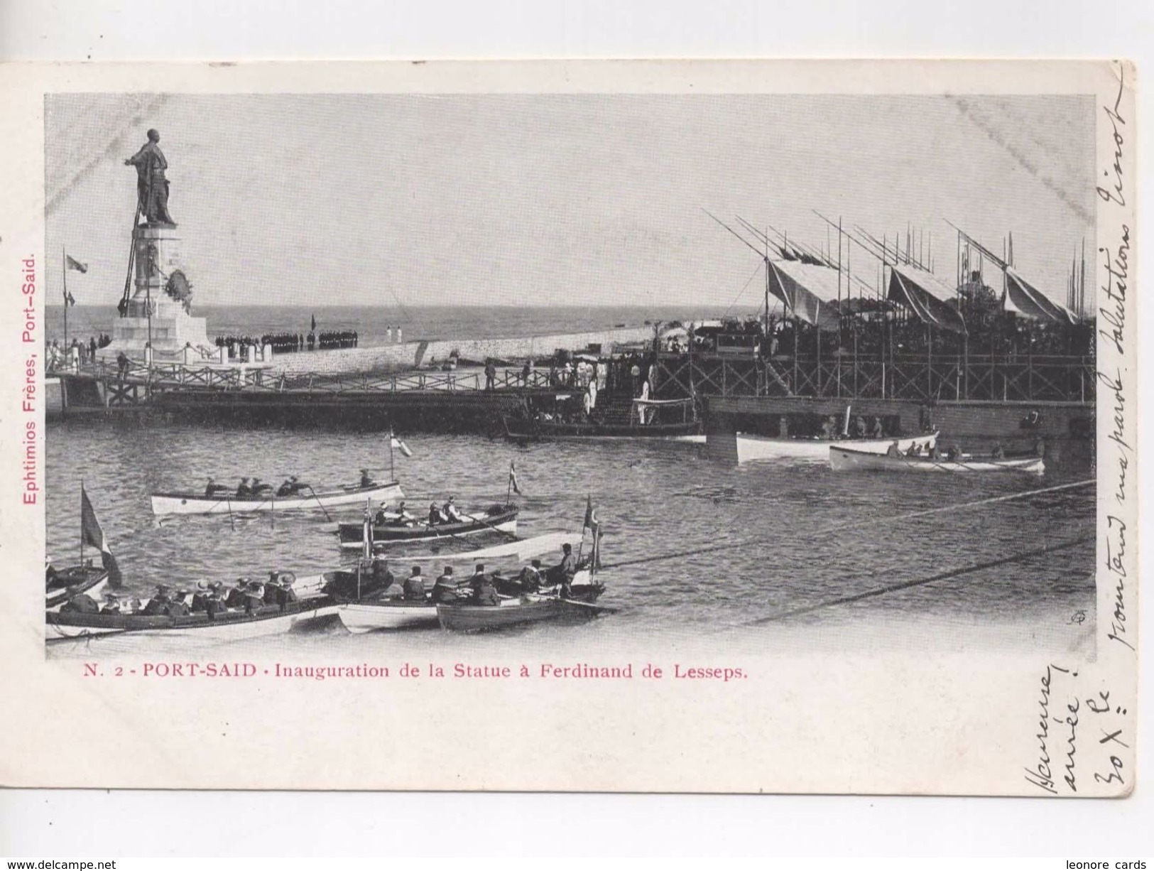 Cpa.Egypte.1904.Inauguration De La Statue à Ferdinand De Lesseps. - Port-Saïd