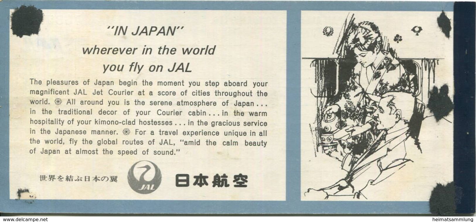 JAL Japan Air Lines 1967 - Zürich Kopenhagen Tokyo Hamburg Zürich - Europe