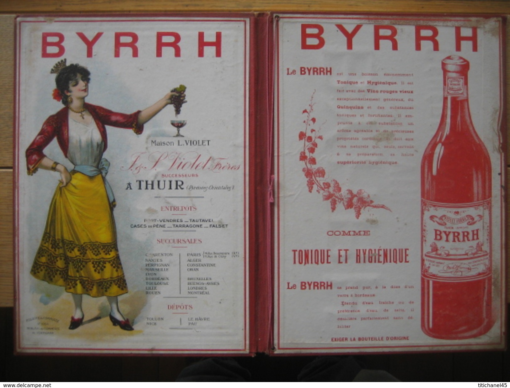 Porte-menu Publicitaire Original  BYRRH De VIOLET Frères à THUIR - Pappschilder