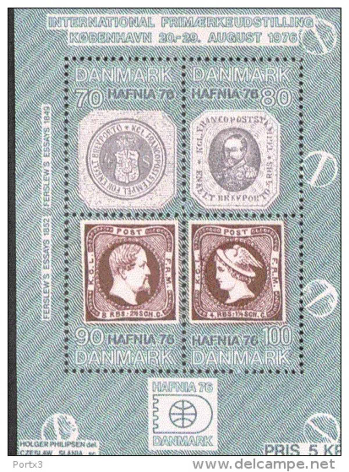 Dänemark Block 1 Briefmarkenausstellung Hafnia 1976   ** MNH Postfrisch Neuf - Blocks & Kleinbögen