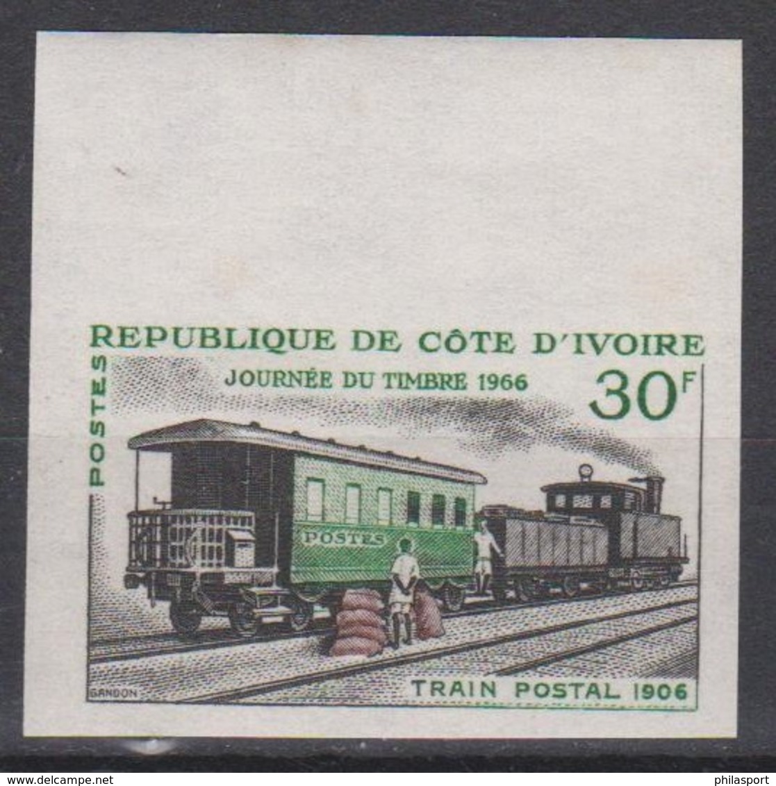 Côte D'Ivoire Ivory Coast  1966  N° 243  Train Postal 1906  Imperf ND MNH - Côte D'Ivoire (1960-...)
