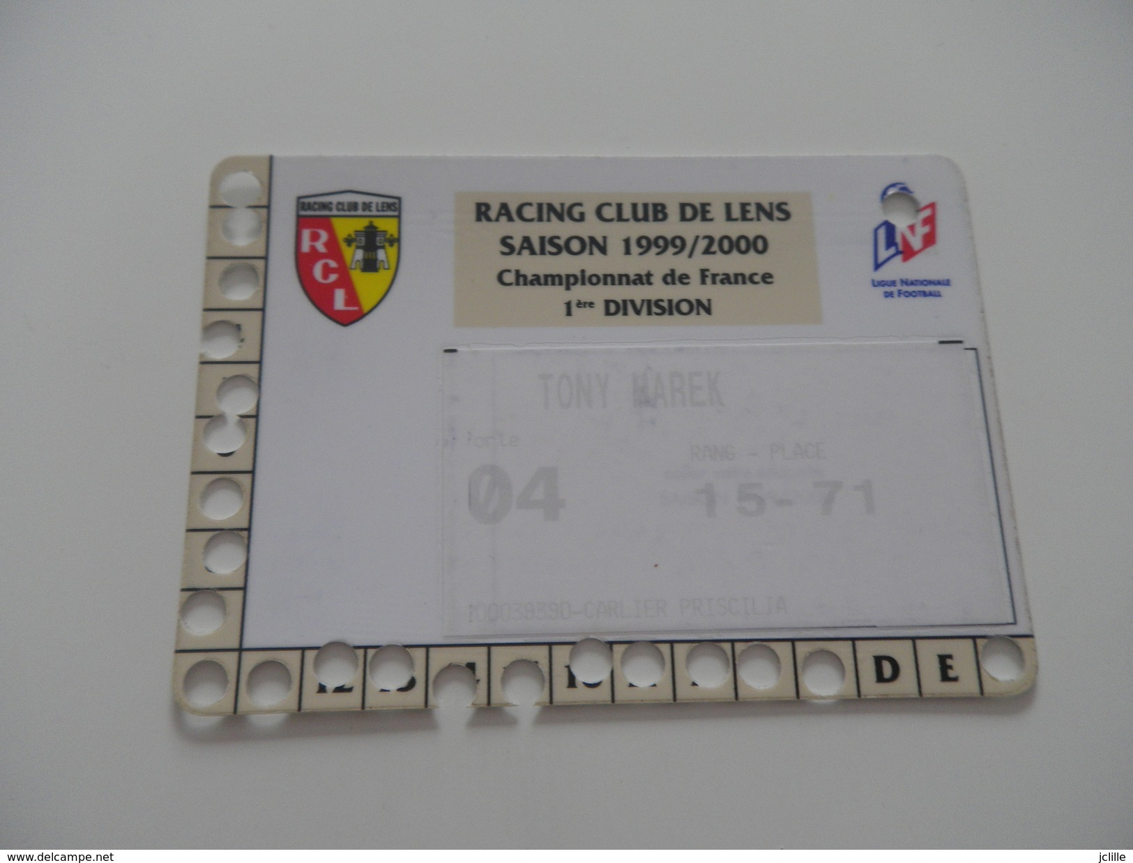 FOOTBALL - RCL - LENS - CARTE ABONNEMENT 1999 2000 - Habillement, Souvenirs & Autres