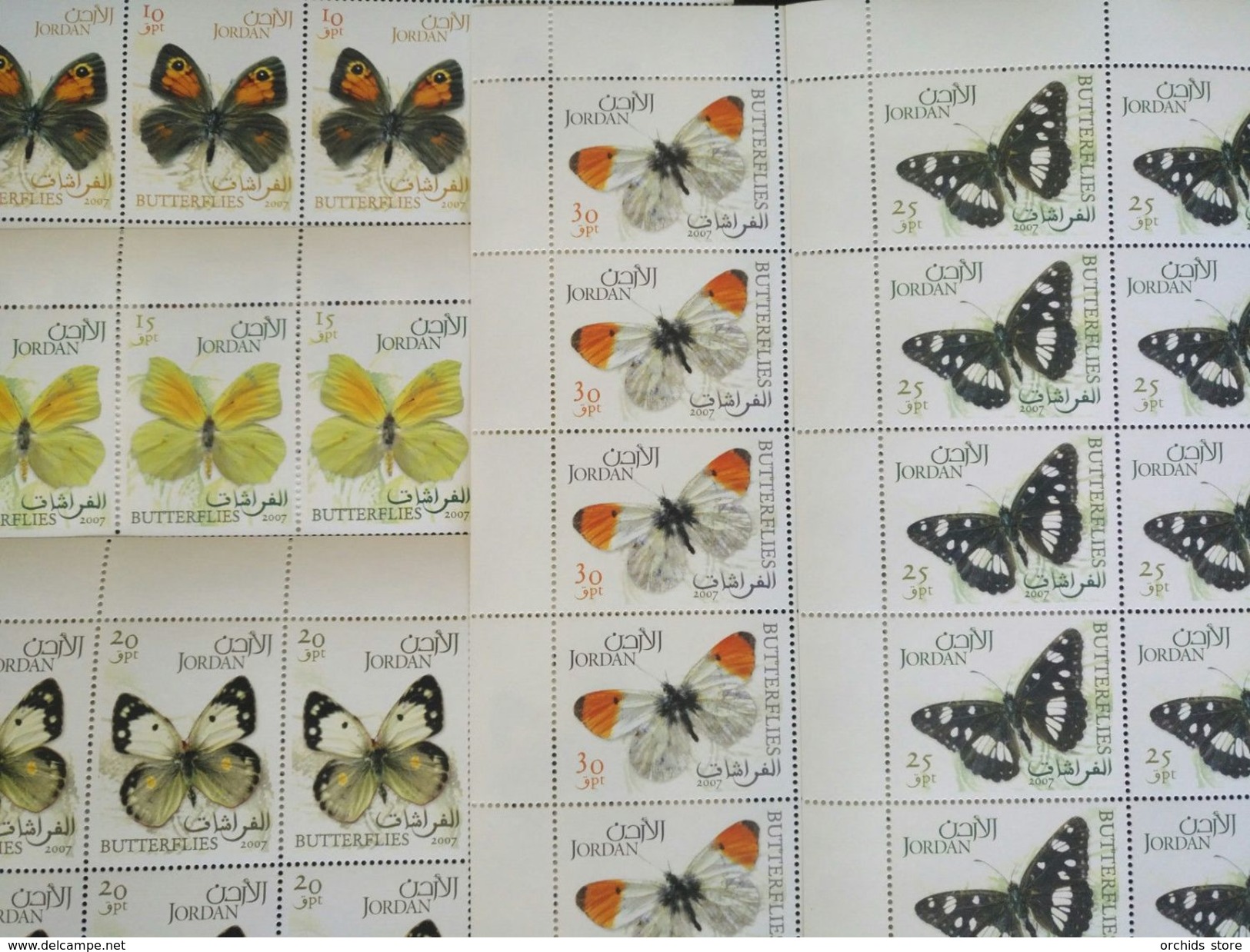 HX27- Jordan 2007 Complete Set 5v MNH FULL SHEETS - Butterflies, Insects - Jordan