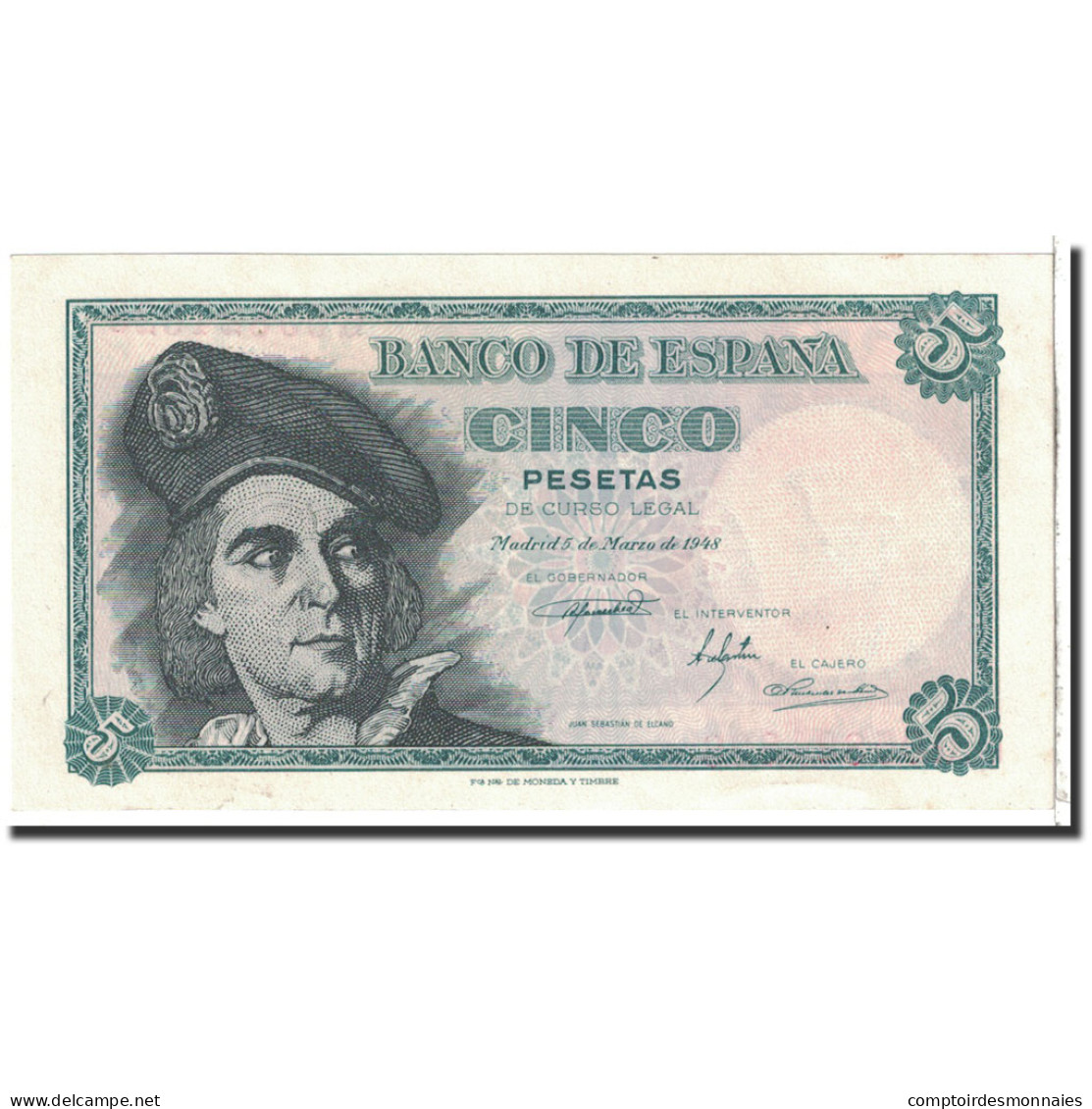 Billet, Espagne, 5 Pesetas, 1948, 1948-03-05, KM:136a, NEUF - 5 Pesetas