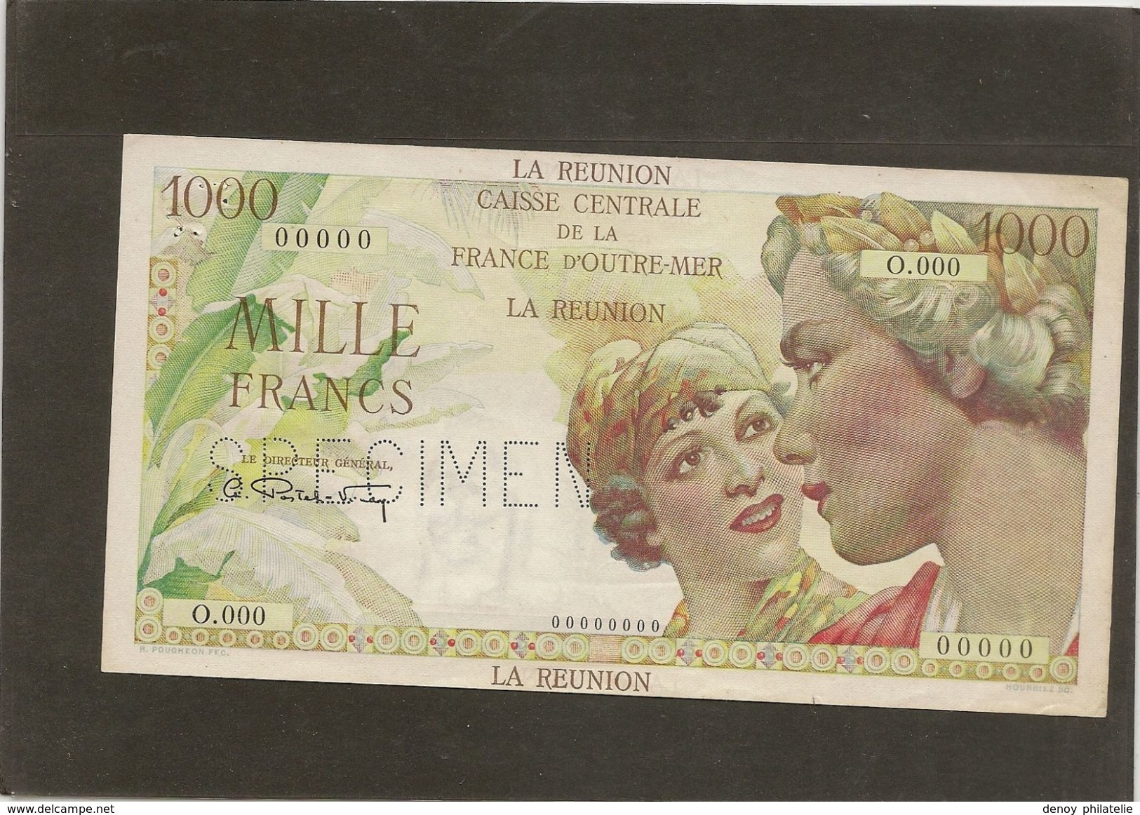 Billet Réunion 1000 Francs La Bourbonnais  Spécimen SPL  Juste Des Trous Dépingle RRR - Reunion