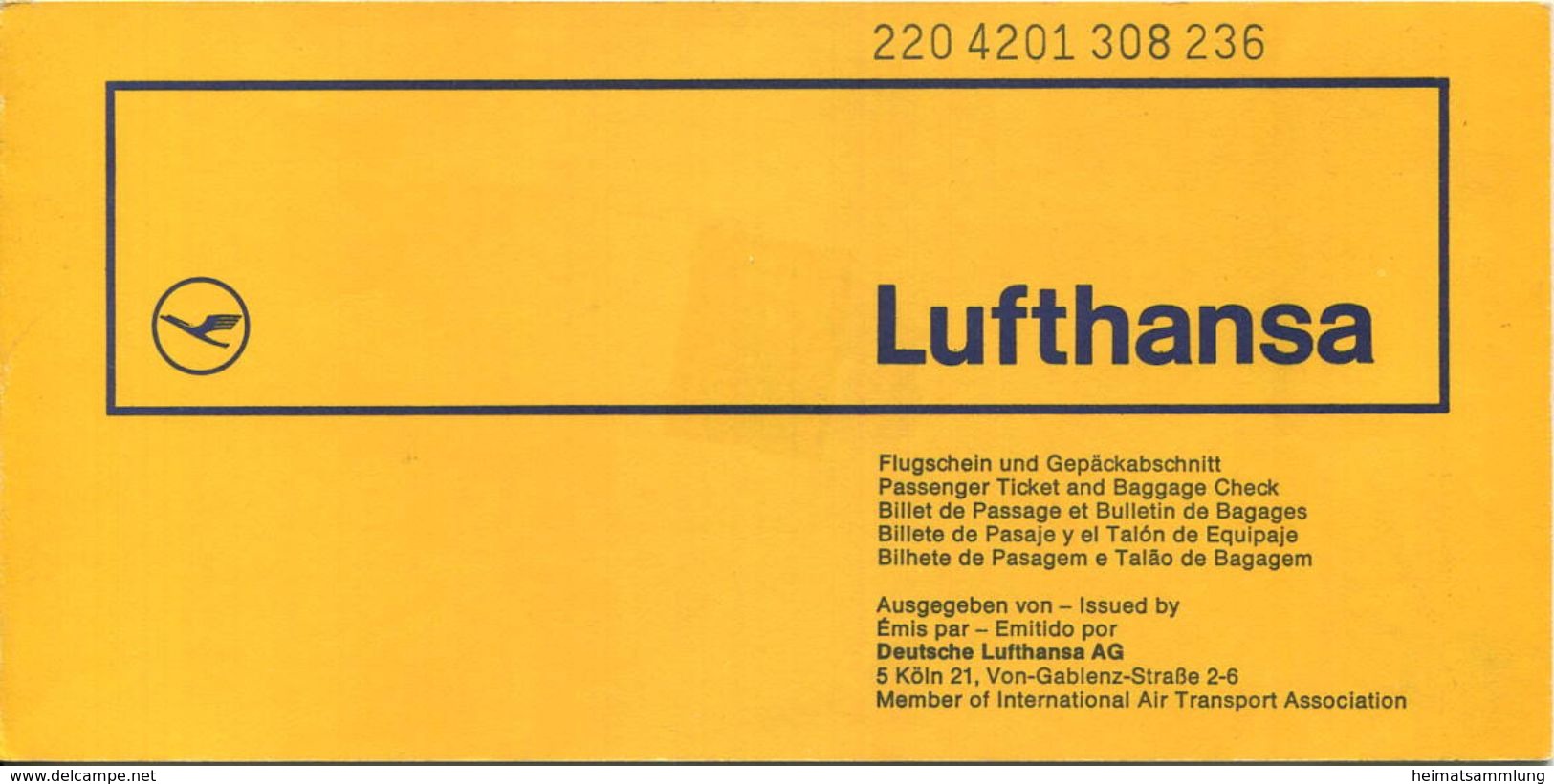 Lufthansa 1973 - Zürich Hannover Zürich - Europe