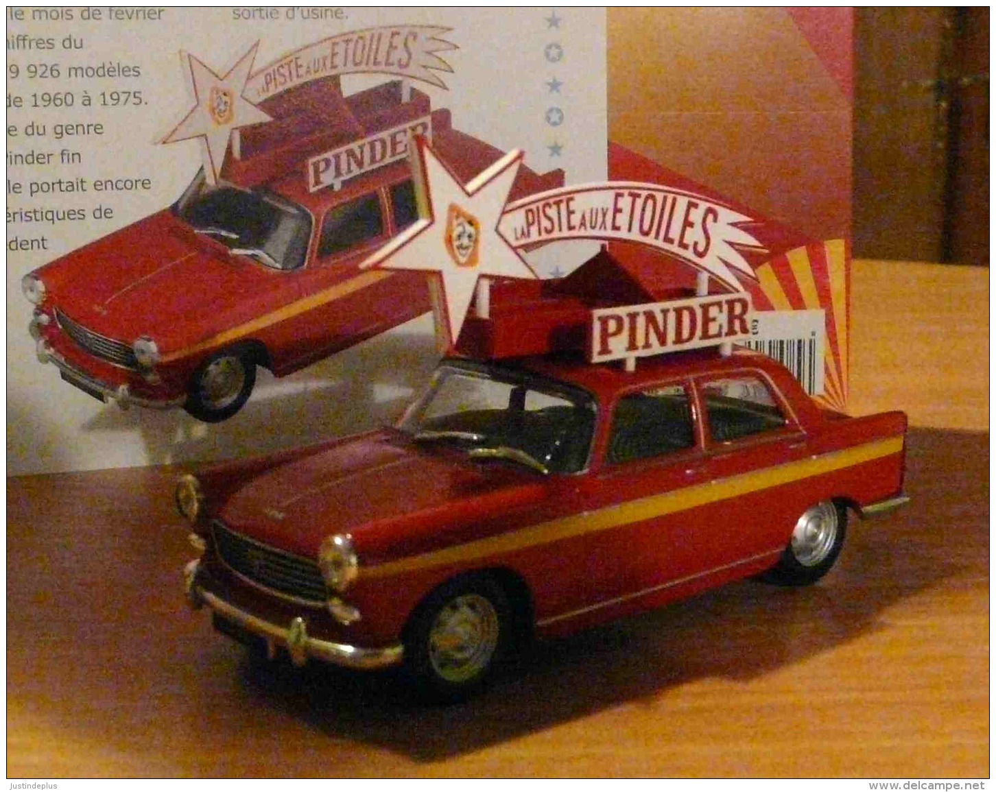 ALTAYA  PINDER PEUGEOT 404 PUBLICITAIRE ROUGE LA PISTE AUX ETOILES 1966 - Politoys