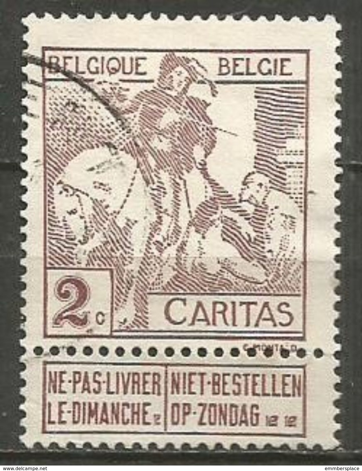 Belgium - 1910 Caritas 2c Used  SG 110  Sc B2 - 1910-1911 Caritas