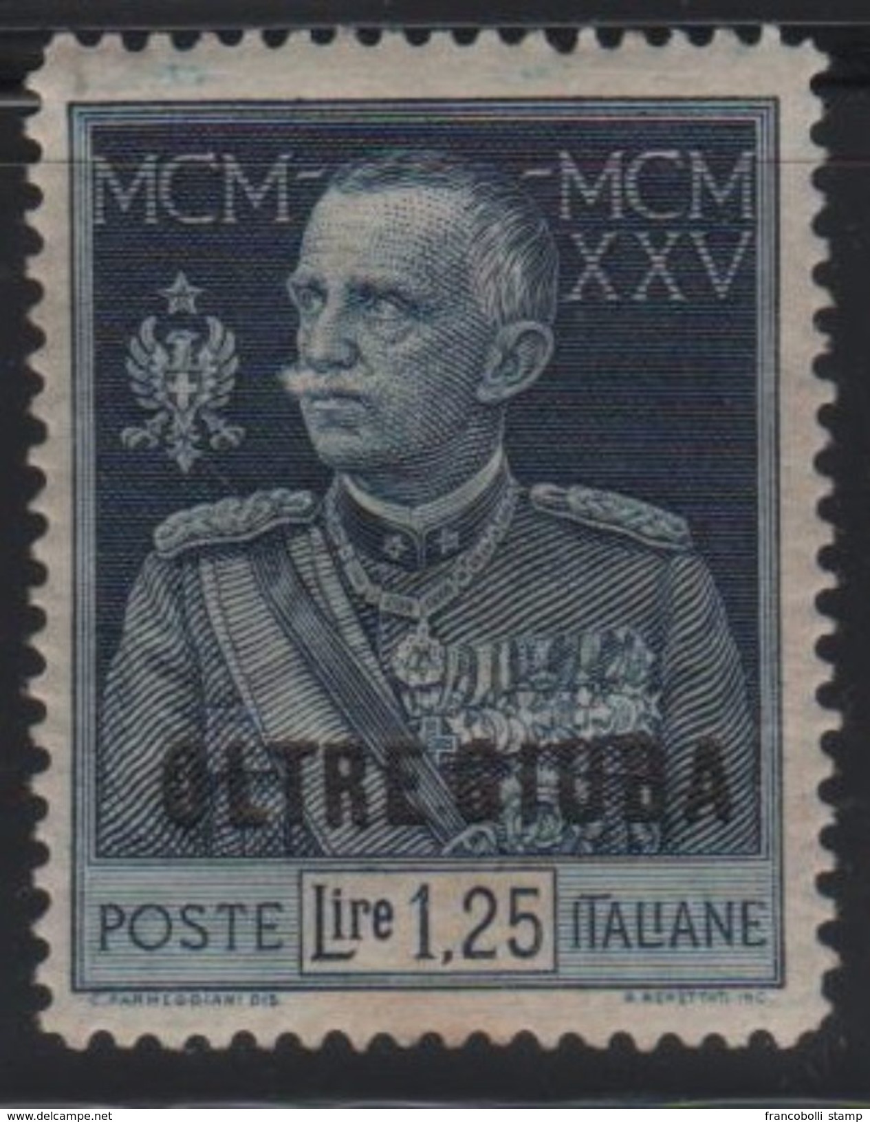 1925-26 Oltre Giuba Giubileo Del Re 1,25 L. Dent.13 1/2 MLH - Oltre Giuba