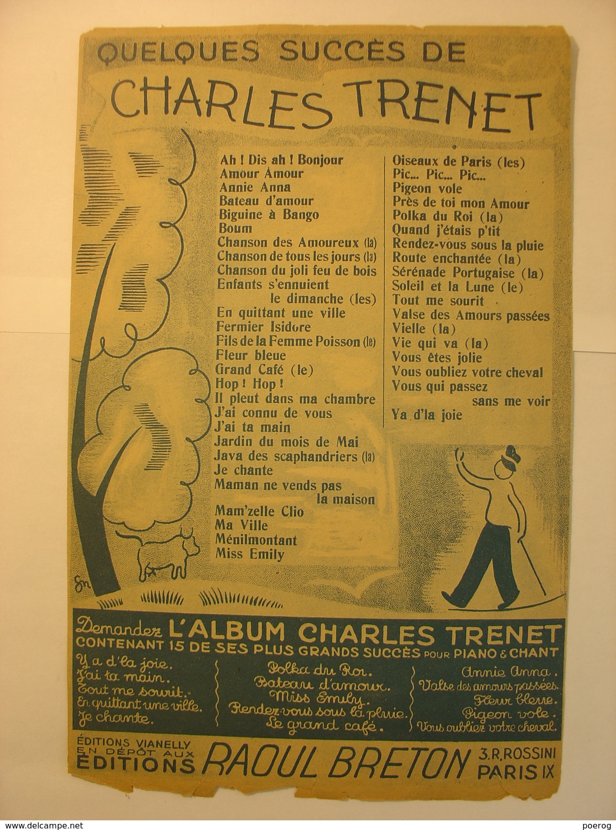 PARTITIONS  - CHARLES TRENET - BONSOIR JOLIE MADAME ! - PAROLES ET MUSIQUE - EDITIONS RAOUL BRETON Partition - Spartiti