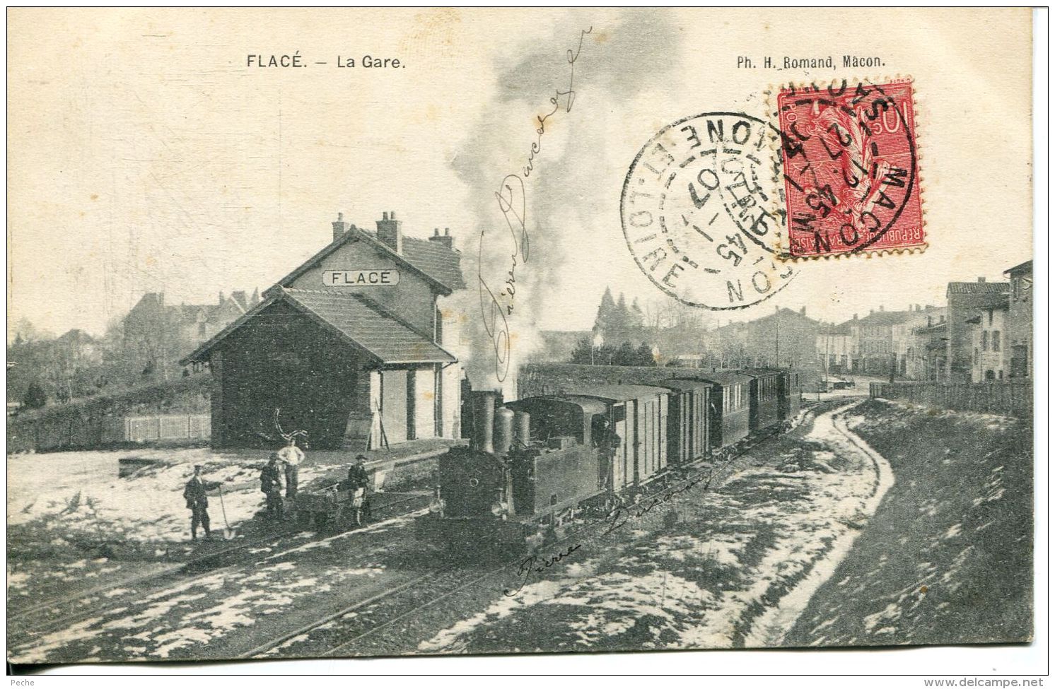 N°58503 -cpa Flacé -la Gare-  RRR- - Gares - Avec Trains