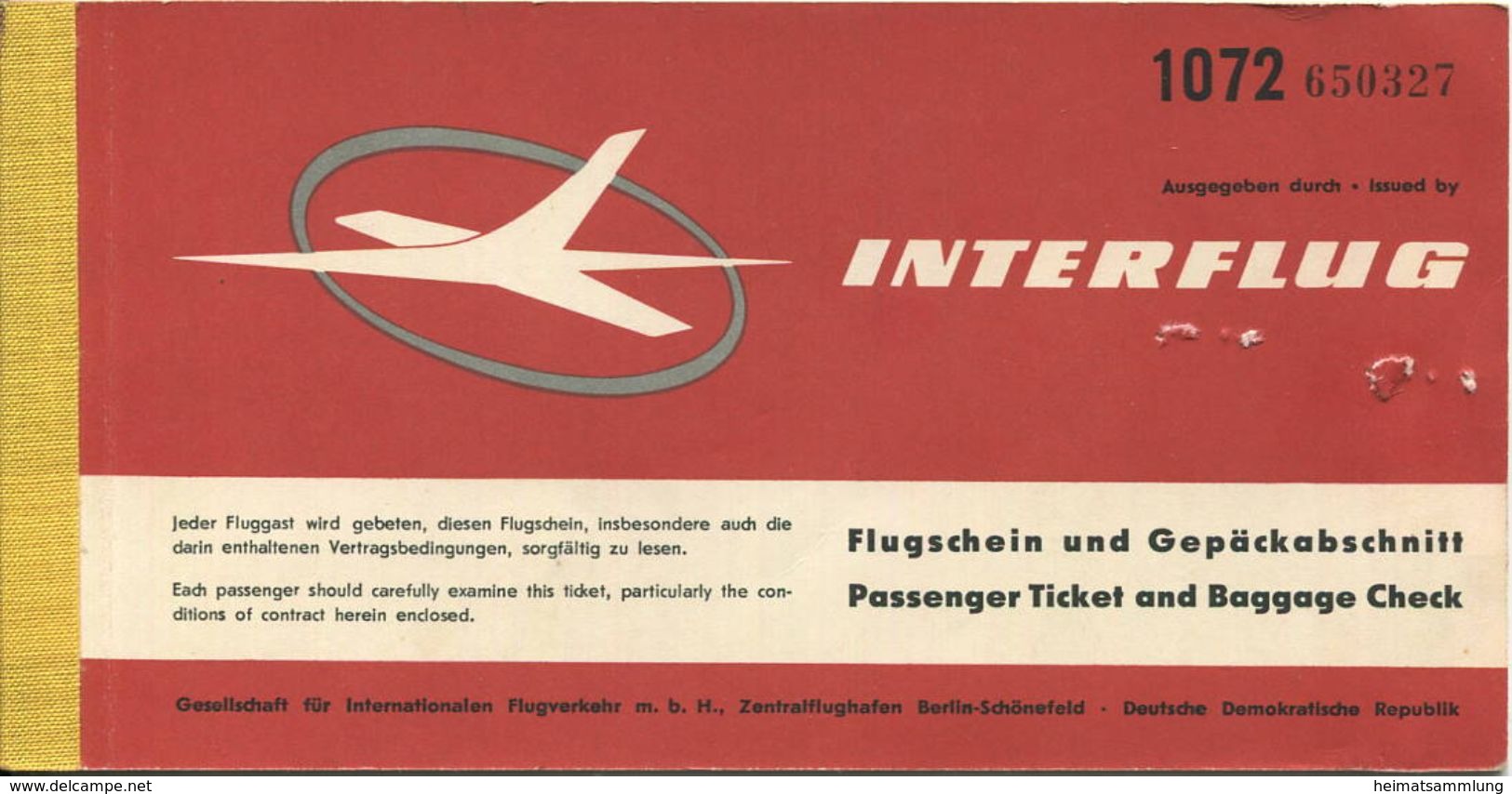 Interflug 1969 - Zürich Praque Zürich - Europe