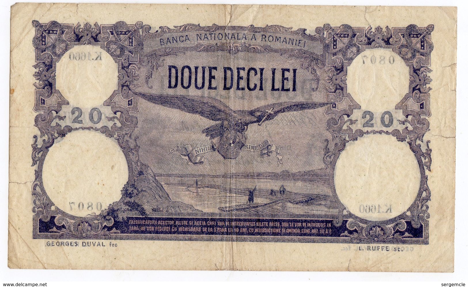 Peu Courant Billet  DOUE DECI LEI  ROUMANIE 20 LEI  6 LULIE  1917 BANCA NATIONALA A ROMANIEI - Roumanie