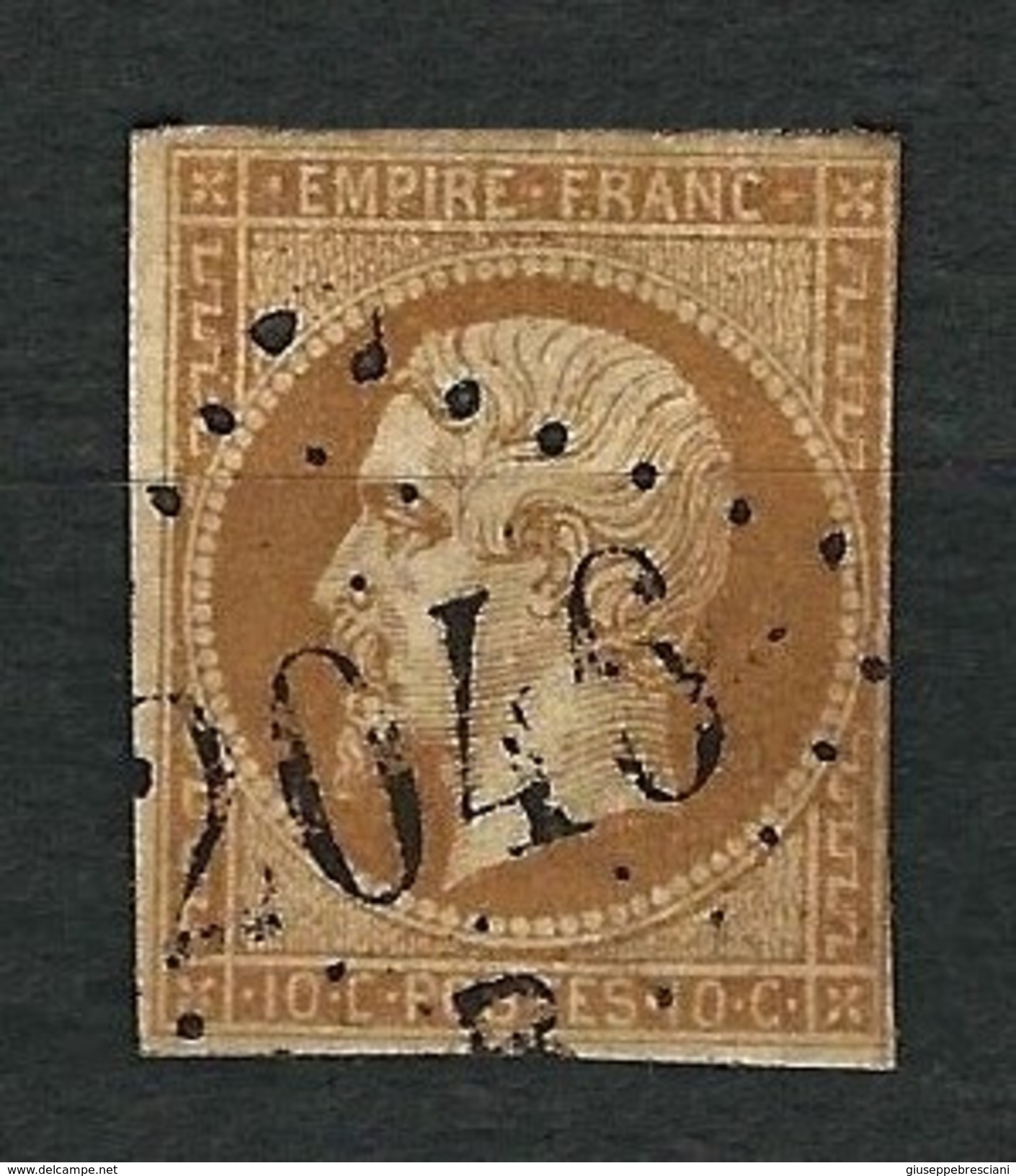 FRANCIA 1853 - Napoleon III Empereur - 10 C. Bistro - Yvert 13 - 1853-1860 Napoléon III