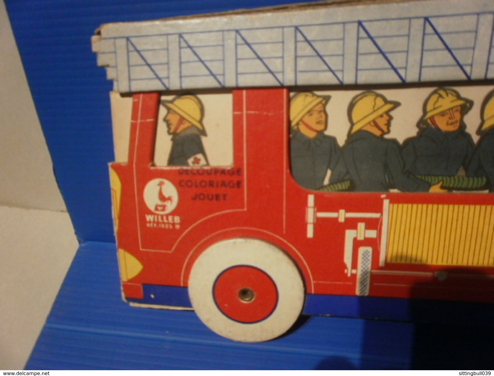 RARE Camion De Pompiers : Découpage, Coloriage, Jouet ANCIEN De Marque WILLEB. Réf. 1235 B. Années 30 - Toy Memorabilia