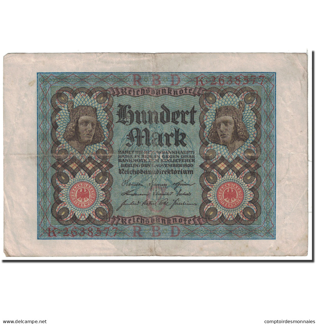 Billet, Allemagne, 100 Mark, 1920, 1920-11-01, KM:69a, TTB - 100 Mark