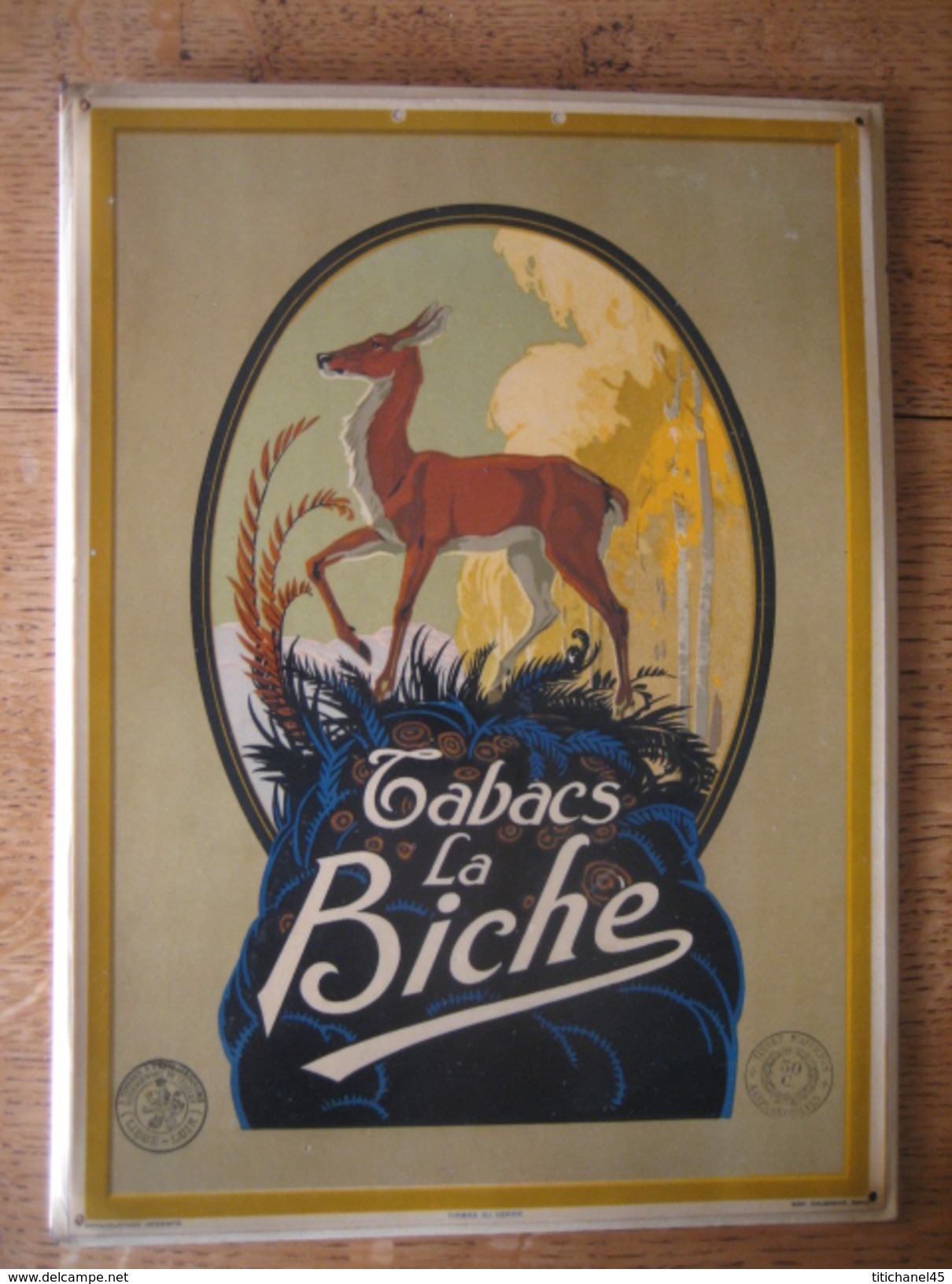 Superbe Et Ancienne Tôle Publicitaire Tabacs LA BICHE - Parfait état - Tabac & Cigarettes