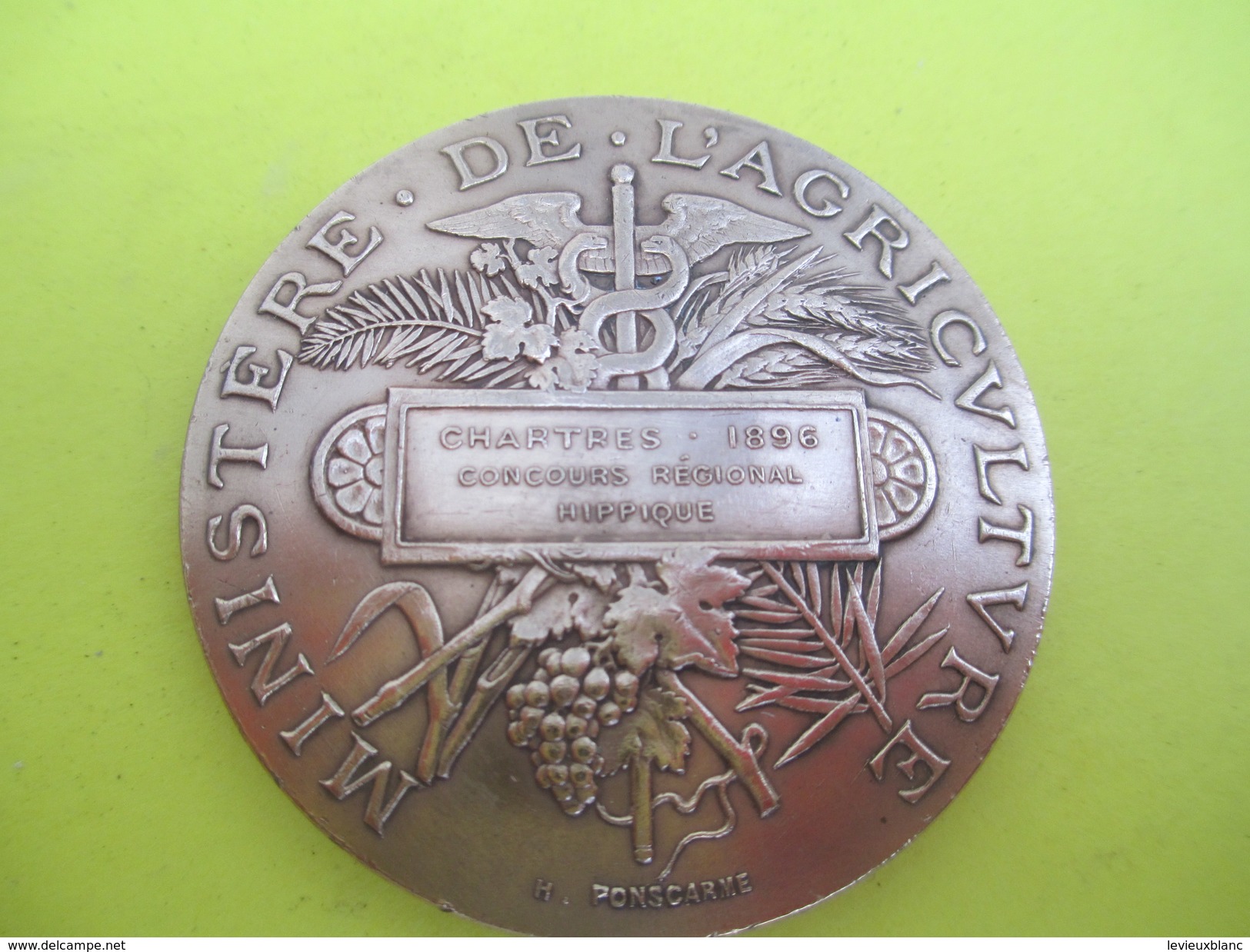 Médaille De Table/RF/Ministére De L'Agriculture/Concours Régional Hippique/CHARTRES/H PONSCARME/Bronze/1896     SPO217 - Equitazione