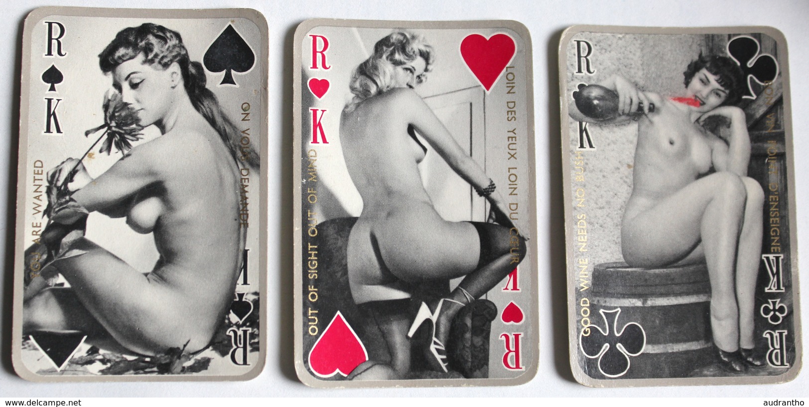 3 Cartes à Jouer érotique Vintage Roi Pin Up Nue Femme Années 60-70 - Autres & Non Classés
