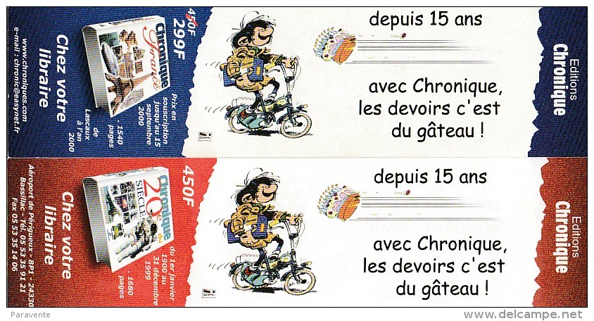 Marque Page BD Edition CHRONIQUES Pour GASTON LAGAFFE - Marque-pages