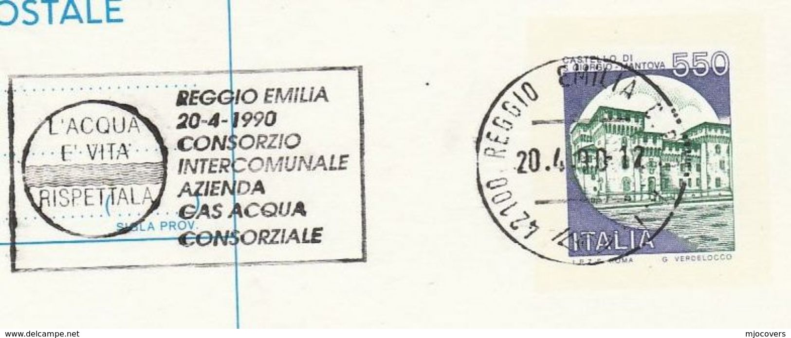 1990 ITALY COVER SLOGAN Pmk GAS WATER Intercomununal HOLDING CONSORTIUM EVENT Reggio Postal Stationery Card Energy Stamp - Gas