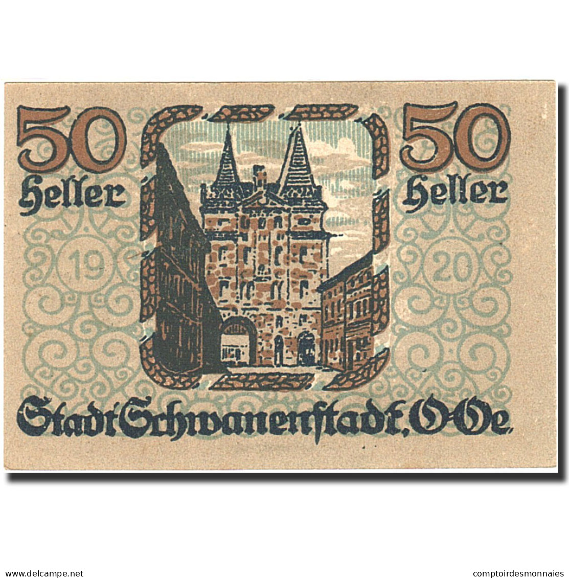 Billet, Autriche, Schwanenstadt, 50 Heller, Château, 1920, 1920-12-31, SPL+ - Austria